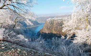 A view over the Middle Rhine in winter